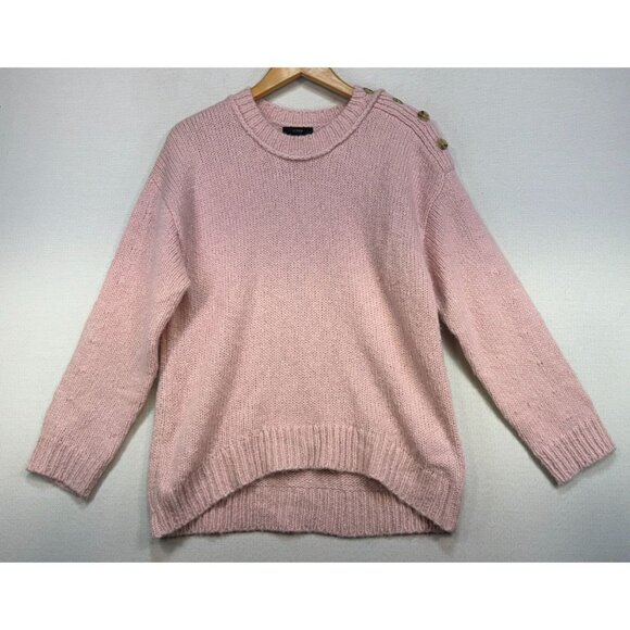 J.Crew Womens Knit Sweater Button Shoulder Small Pink Wool & Alpaca Blend - Picture 1 of 12